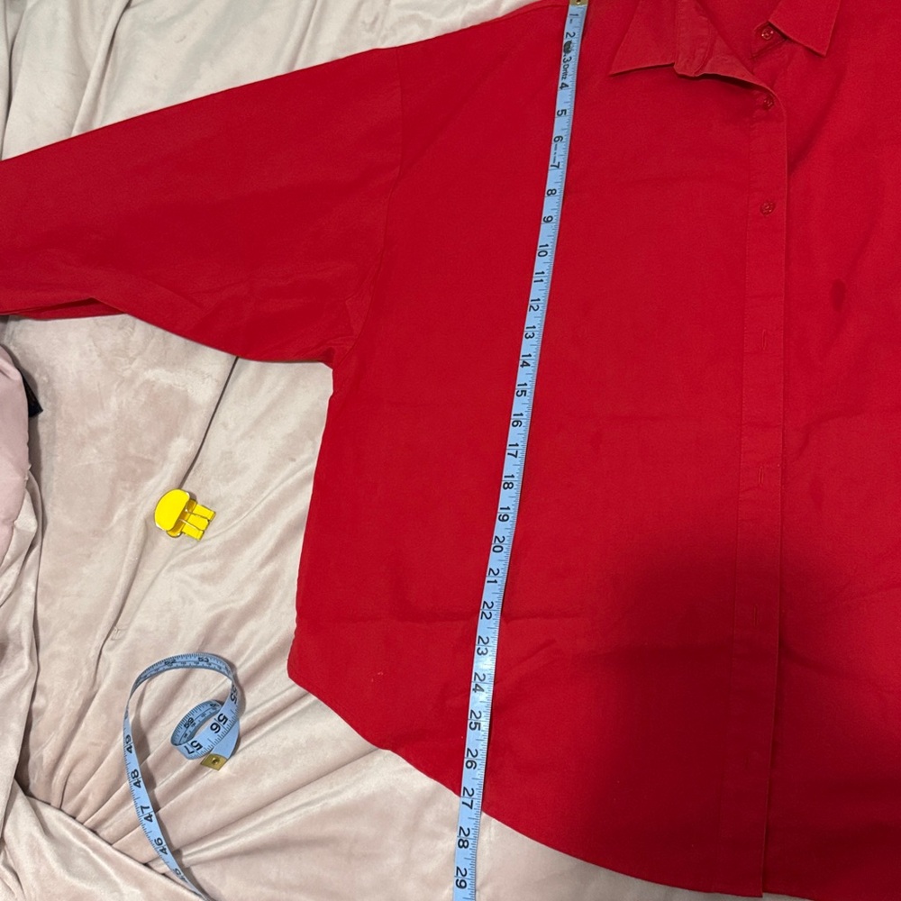 Express Vibrant Red Collared Shirt - Picture 5 of 6